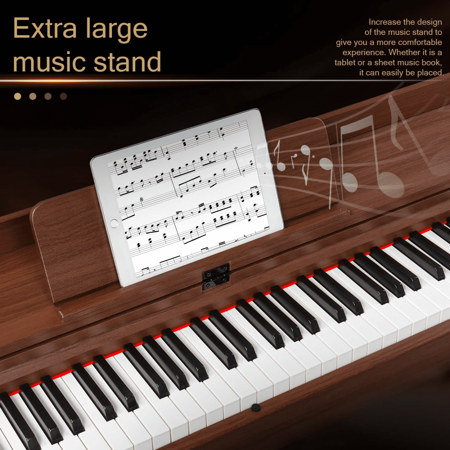 Hassch Digital Piano Keyboard with Stand for Beginners, 88 Key Full Size Weighted Electric Piano with Power Adapter, Music Clip, Triple Pedals and Headphone, Walnut