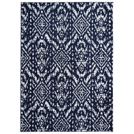 Garland Rug Denali Polypropylene Navy/Silver Indoor Area Rug, 7' x 10'