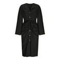 thumbnail image 4 of Efsteb Women's wear to Work Dresses Casual Roll Up Long Sleeve Shirt Dress Button Lapel Front Split Dresses with Belt (Black,XL), 4 of 6