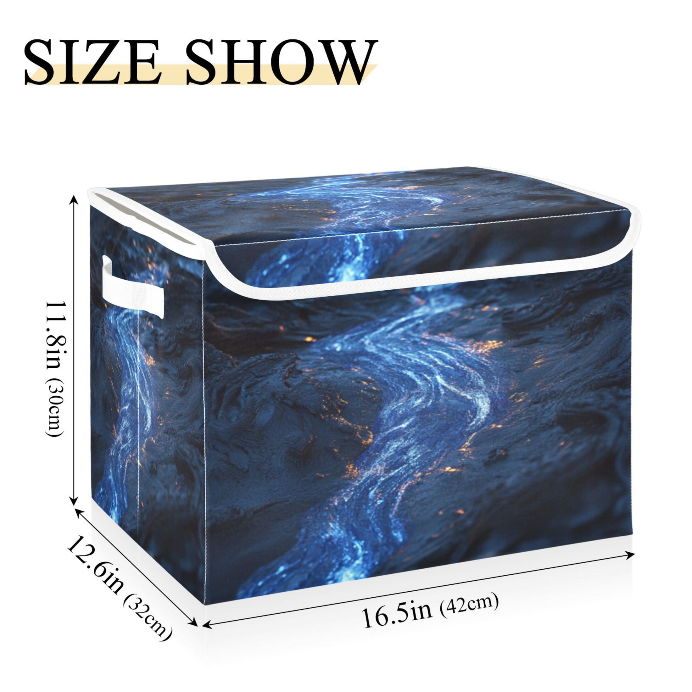 Storage Box With Lid 16.5x12.6x11.8In Foldable Stacked Household Storage Box Blue River Picture
