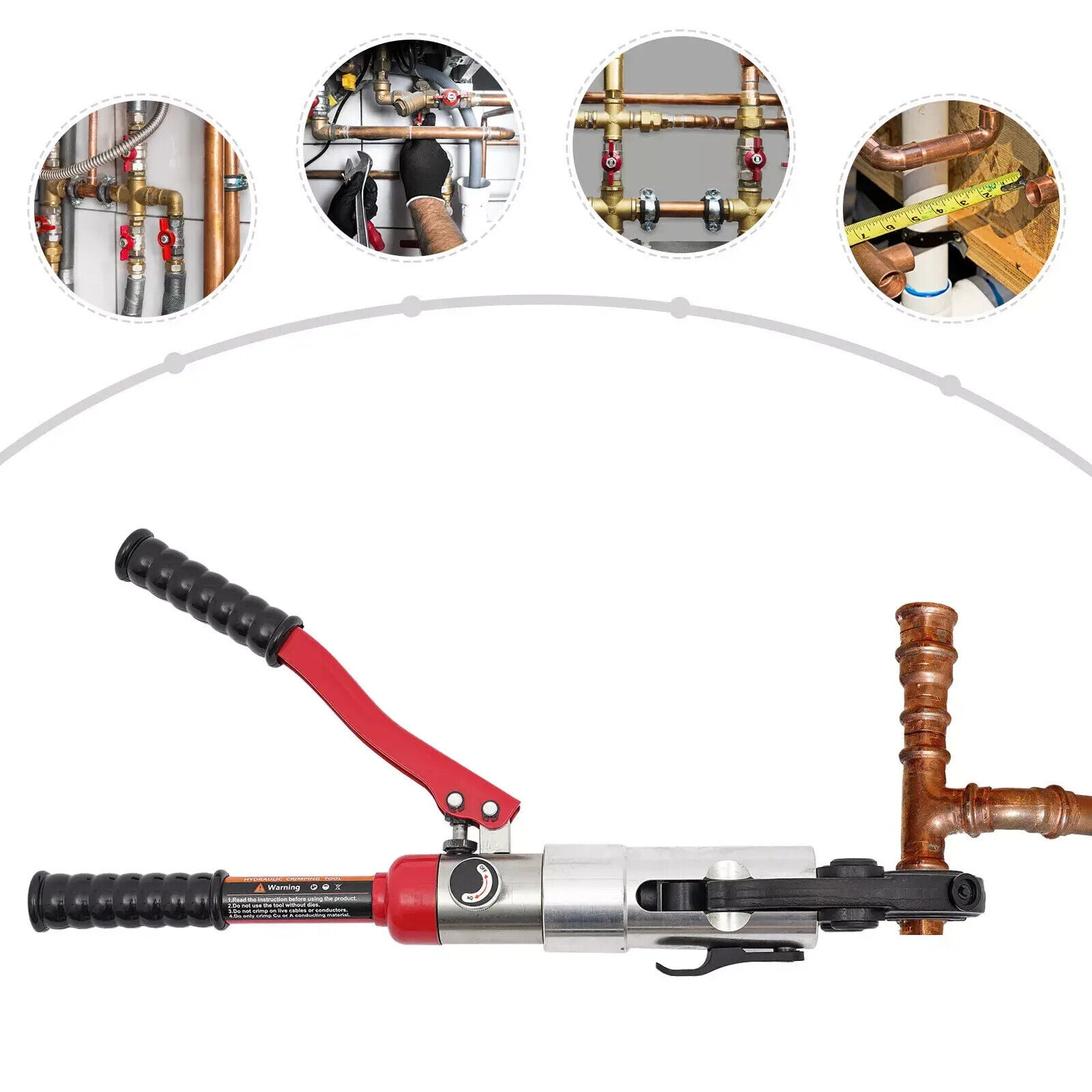 Hydraulic Pipe Crimper Pipe Press Crimping Tool Copper Tube Crimping Tool 1/2-1" Red