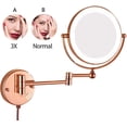 thumbnail image 4 of LED Wall Mounted Bath Vanity Mirrors,8" Double Sided Brass Lighted Magnification Makeup Shaving Extendable with Switch Electrical Plug New Version, 4 of 13