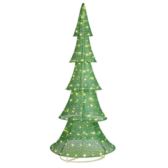 Demi Bonn 6ft Pre-Lit LED Tree with Warm White Lights, Outdoor/Indoor Decor, Pull-Up Xmas Tree with 200 Lights