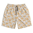 thumbnail image 2 of Honeii's Corgi Dog Print Men's Casual Shorts with Drawstring，Swim Trunks Quick Dry Beach Shorts, 2 of 5