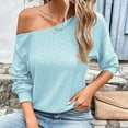 thumbnail image 5 of IROINNID Blouse for Women One-Shoulder Versatile Blouses Long Sleeve Basic Trendy Daily Casual Tops Reduced,Sky Blue, 5 of 8