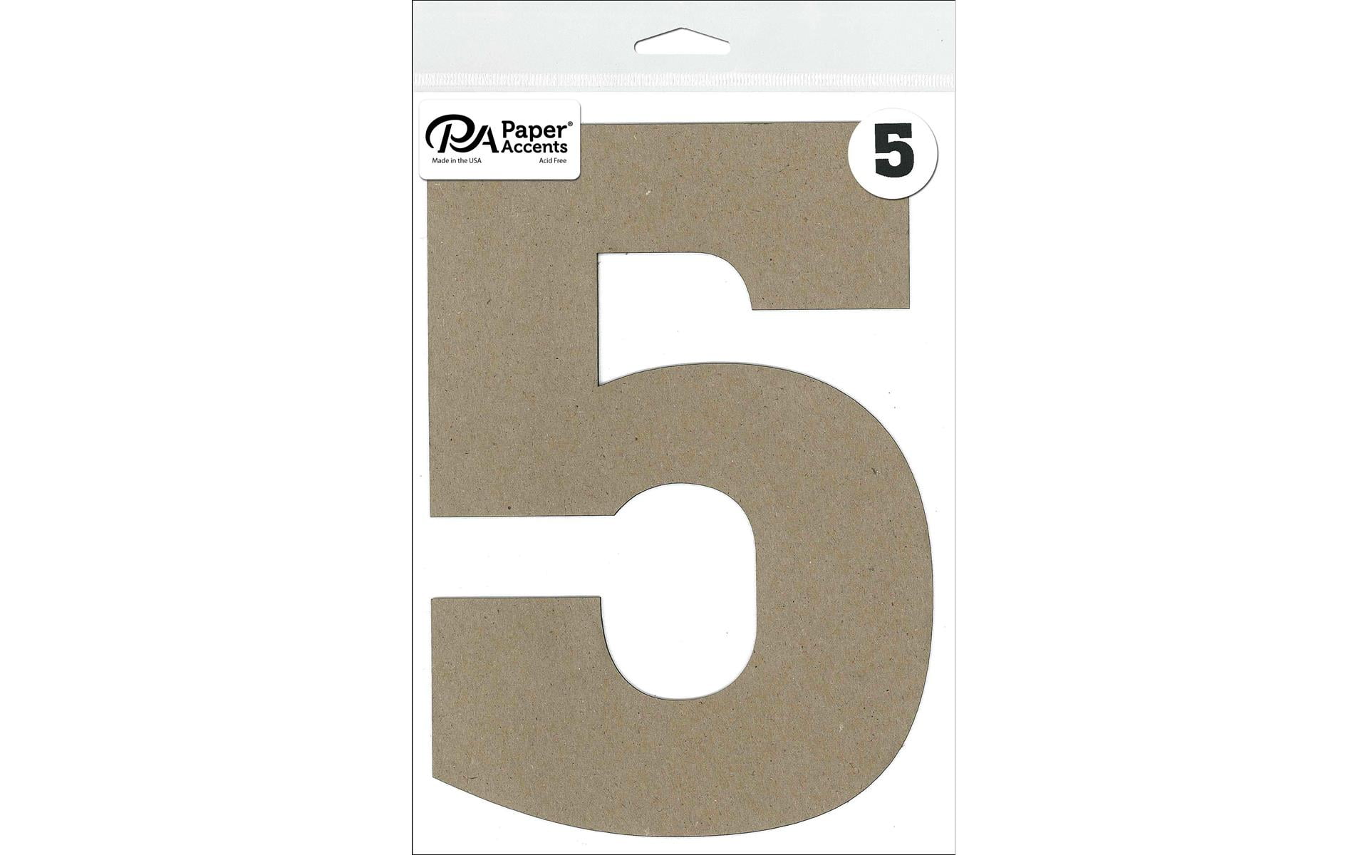 Chipboard Number 8" 5 1pc Natural