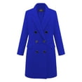 thumbnail image 3 of Women'S Classic Notched Lapel Double-Breasted Warm Pea Coat Overcoat with Pockets Blue XL, 3 of 4