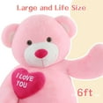 thumbnail image 5 of MorisMos Pink Giant Teddy Bear 6ft Stuffed Animal "I Love You" Red Heart Jumbo Human Size Teddy Bear, 5 of 8