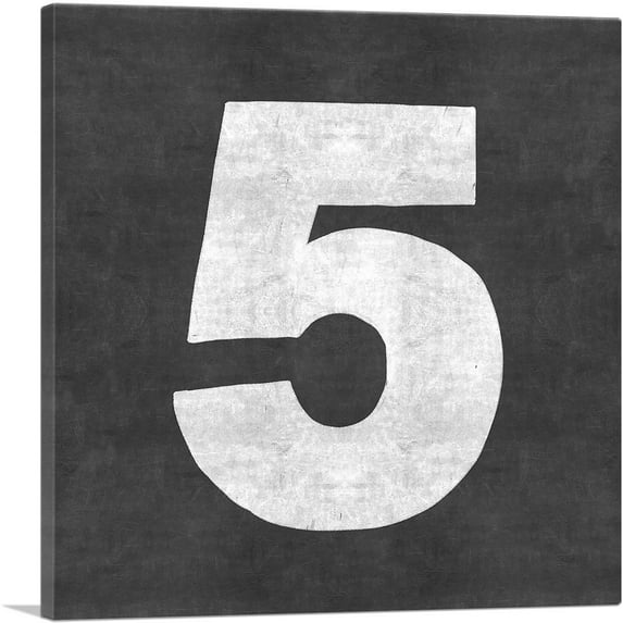 ARTCANVAS Chalkboard Number 5 Five Numeral Canvas Art Print - Size: 36" x 36" (0.75" Deep)