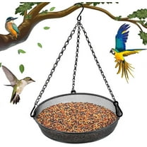 PATLOLLAV Hanging Bird Feeder Tray Platform 6.69" Dia Round Metal Mesh Seed Tray for Bird Feeding Outdoor Garden Decoration for Backyard Attracting Wildbirds
