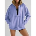 thumbnail image 5 of Women's Half Zip Sweatshirts Fleece Stand Collar Long Sleeve Thumb Hole Oversized Pullovers with Pockets, 5 of 5