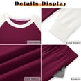 thumbnail image 6 of MOSHU Plus Size Two Piece Sets for Women Casual Fall Travel Vacation Outfits Color Block Long Sleeve Tops and Drawstring Wide Leg Pants with Pokets Lounge Sets, 6 of 10