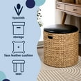thumbnail image 2 of happimess Josie 18" Modern Coastal Hand-Woven Hyacinth Storage Ottoman with Lid, Natural/Black, SSL1003B, 2 of 4