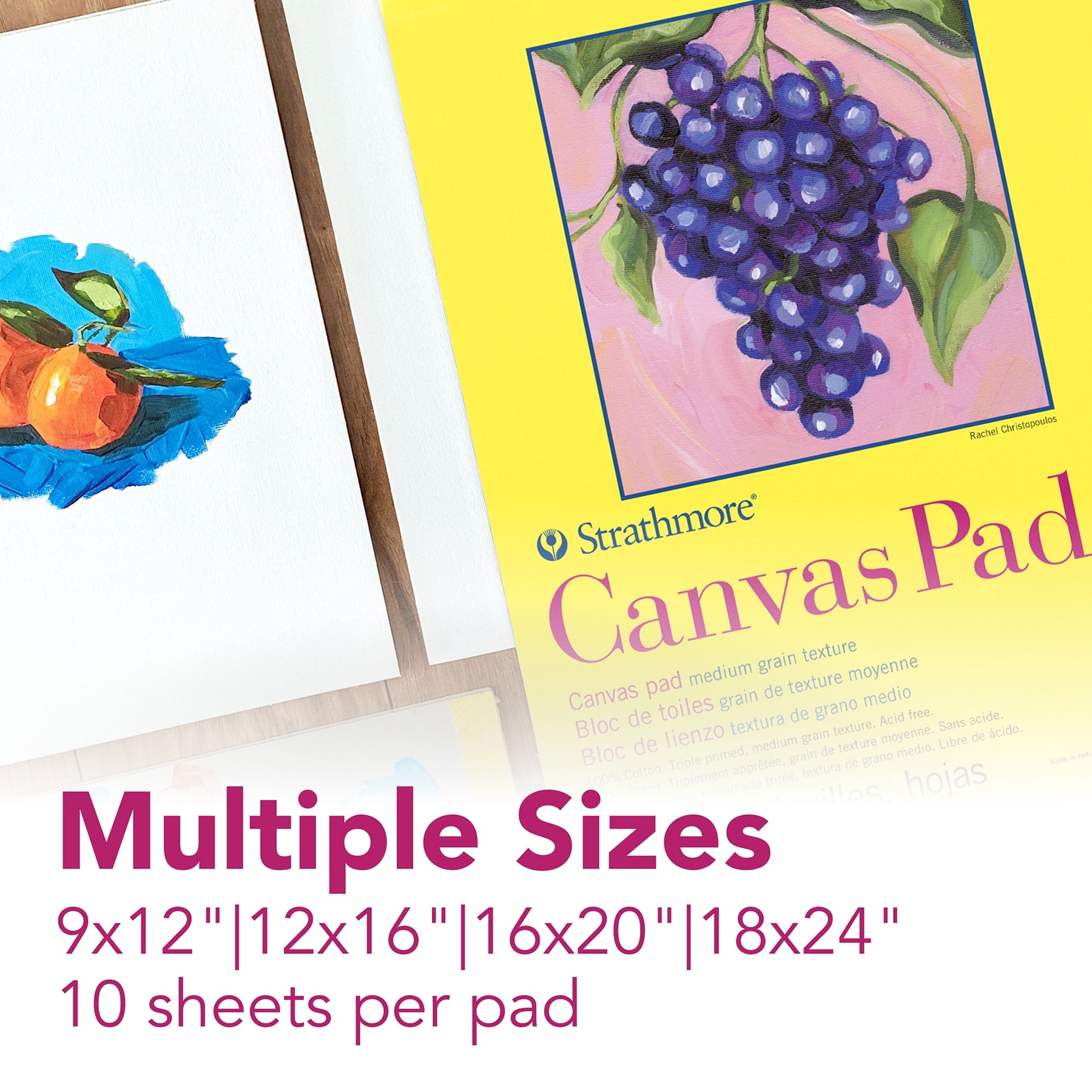 Strathmore 300 Series Canvas Pad, Tape Binding, 10 Sheet, 18x24 inch, 1 Count