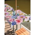 thumbnail image 2 of Outdoor Tablecloth with Umbrella Hole for Patio/Picnic/Party/Camping, Purple Pink Floral Waterproof Table Cloth Square Cover Washable, Spring Watercolor Country Flower (54"x 54"), 2 of 8