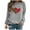 Gray, variant on Women's Valentine's Day Blouses Top Long Sleeve Shirts for Women Valentine's Day Printed Shirt Casual Crew Neck Pullover Tops