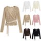 thumbnail image 1 of Suéteres para mujer,Top ajustado para mujer, jersey de manga larga con encaje, camisa informal con cuello en V, tejido elástico suave, ideal para uso diario y en casa, sopatenor, 1 of 7