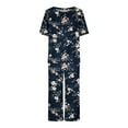thumbnail image 3 of yievot Lounge Sets for Women Floral Printed Short Sleeve Shirts and Capri Pajamas Sets 2 Piece Sleepwear Loungewear, 3 of 5
