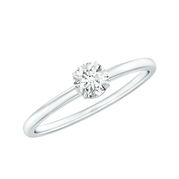 Rosec Jewels Certified Moissanite Solitaire Promise Ring for Women - 5 mm - 0.50 Ct - D-VS1 Grade, 925 Sterling Silver, US 4.00