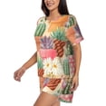 thumbnail image 2 of Naloa Succulent And Cactus Women's Short-Sleeved Pajama Set, Loungewear, Summer pajamas, Breathable Cozy - XX-Large, 2 of 9