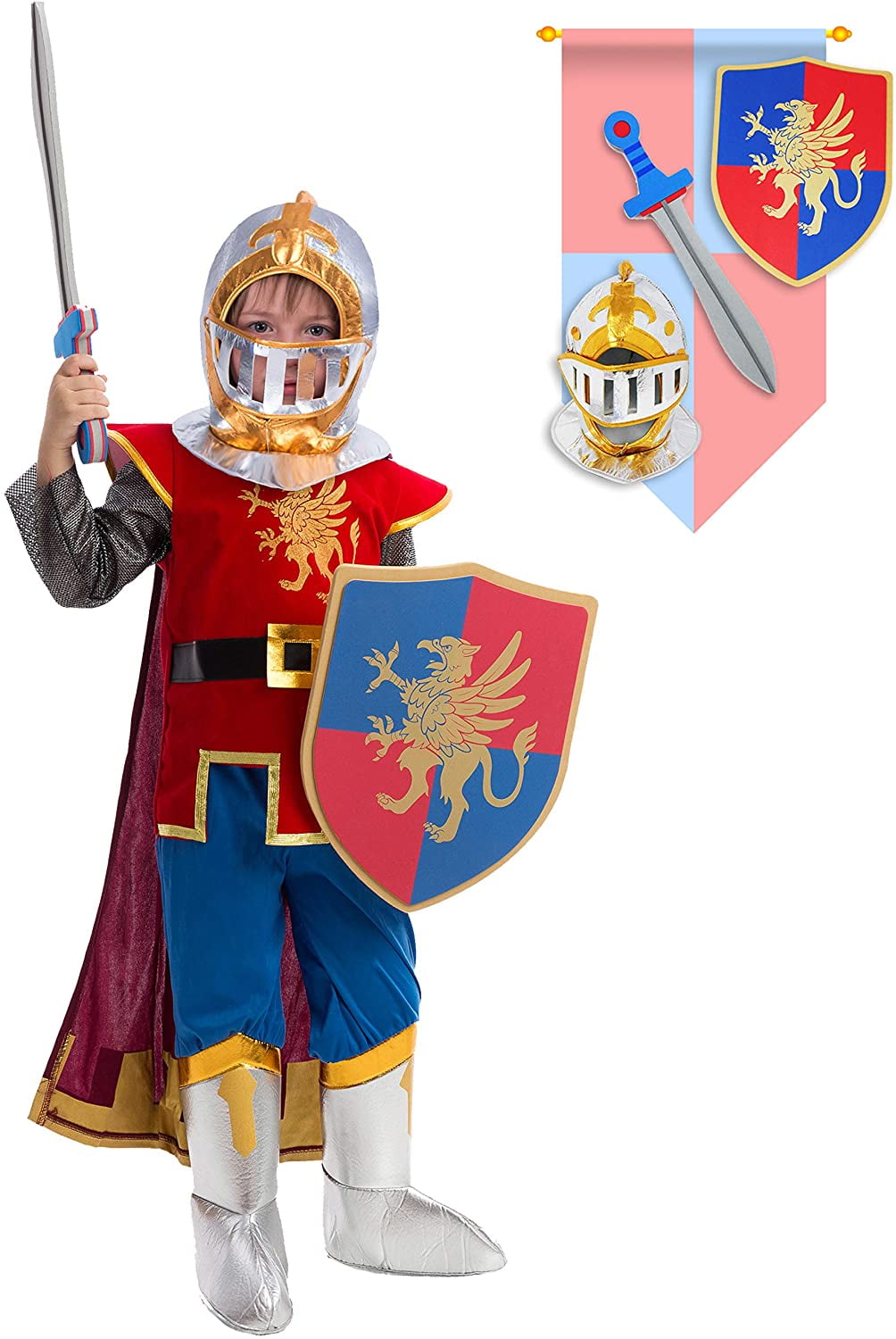 Valiant Knight Medieval Camelot men's fancy dress costume 5 piece set Deluxe 