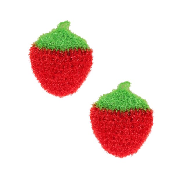 Oleegame 2 Pcs Brosse de Nettoyage Chiffons Mignons Torchons Polyester Soie Crochet à la Main Chiffons Tampons à Récurer Rouge