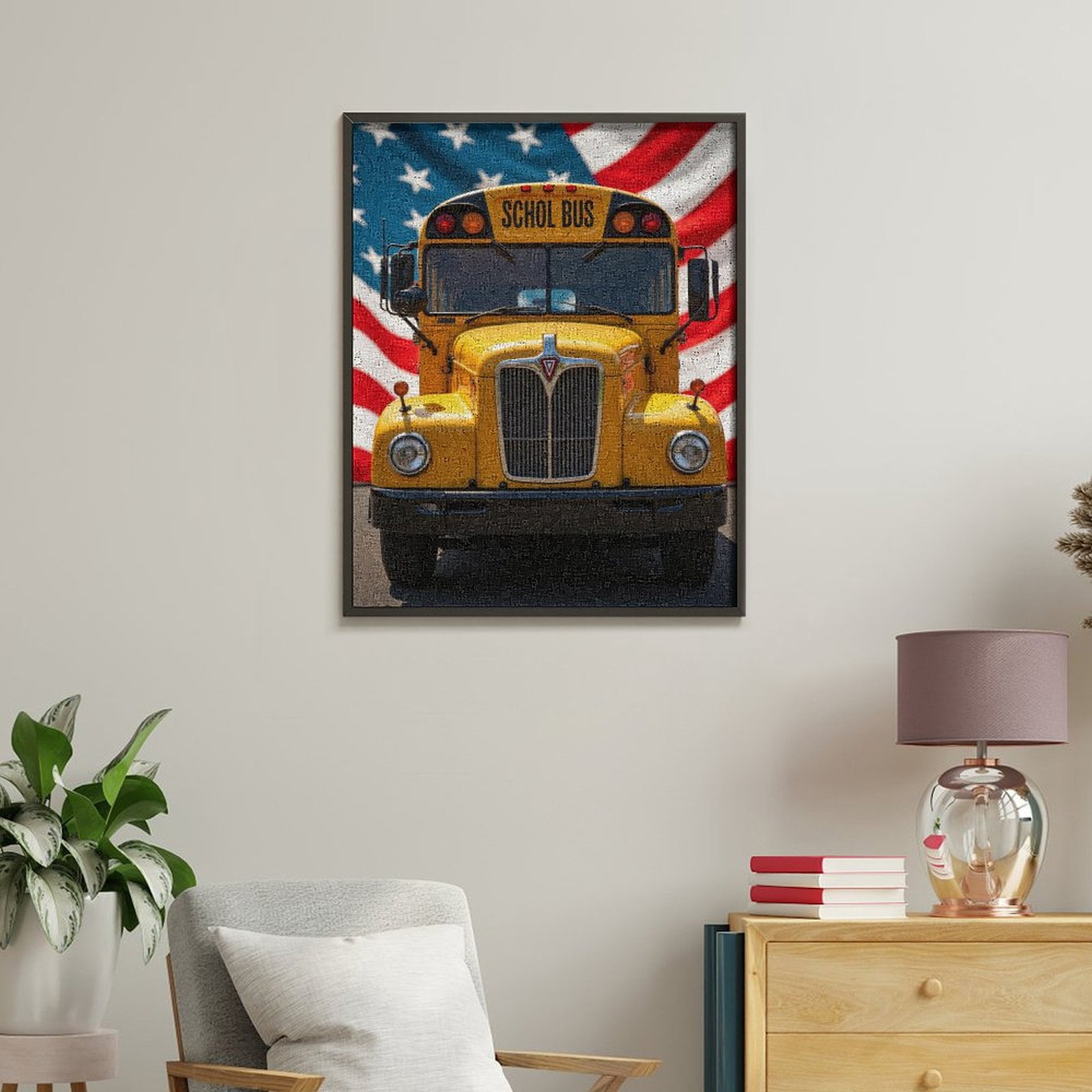Paint by Numbers Kit for Adults, Yellow Bus Americana Paint by Numbers, Easy Paint by Numbers Kit for Adults Beginner, DIY Adult Paint by Number Kits on Canvas, Home Decor