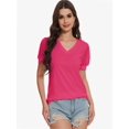 thumbnail image 3 of Womens Summer Tops V Neck T Shirts Swiss Dot Puff Sleeve Tops Loose Casual Tshirts, 3 of 6