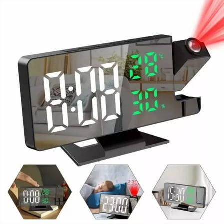 7.8" Led Digital Projection Dual Alarm Clock Snooze Timer Monitor Usb