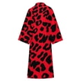 thumbnail image 6 of Animal Print Black Red Leopard Spots Bathrobe Plush Bathrobe Cozy Unisex Winter Bathrobe Warm Water Absorbent, 6 of 9