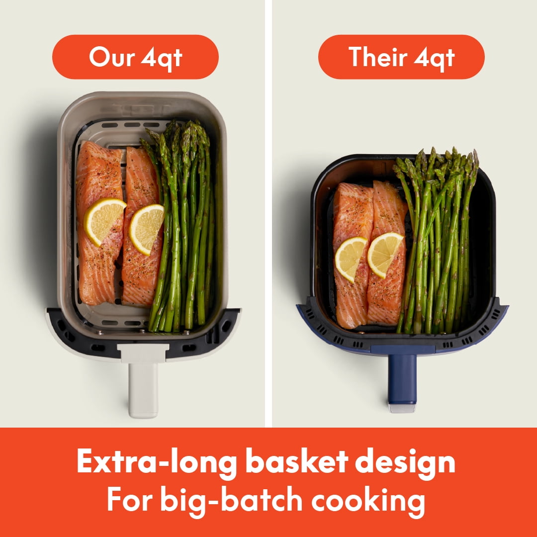 bella 4 Qt Slim Digital Air Fryer with EverGood™ Ceramic Nonstick Coating, 6 Preset Cooking Options, Blossom