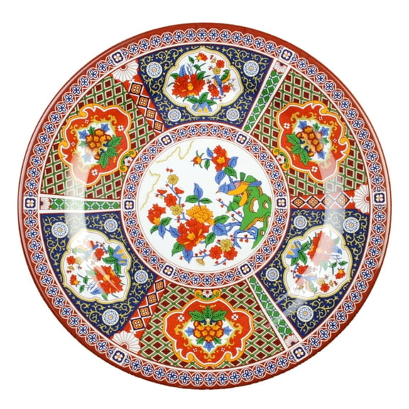 Excellante Peacock Melamine Dinnerware Collection 12 5/8" Plate, Comes in Dozen