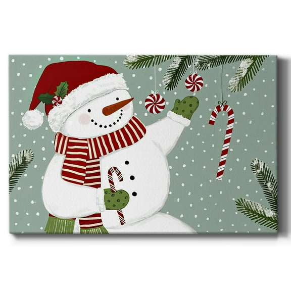 Peppermint Snowman Collection A- Gallery Wrapped Canvas