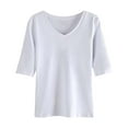 thumbnail image 3 of TYGHBN Women's V Neck Short Sleeve T Shirt Casual Basic Top Comfortable Soft Everyday Tee for Spring and Fall Summer Sports Women Long Sleeves Women Shirt Women Spandex Long Sleeve Shirt plus Size T, 3 of 3