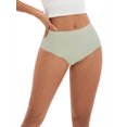 thumbnail image 5 of INSPIRE CHIC Women's High-Waisted Full-Coverage Underwear Wave Trim No Trace Briefs XS Green, 5 of 5