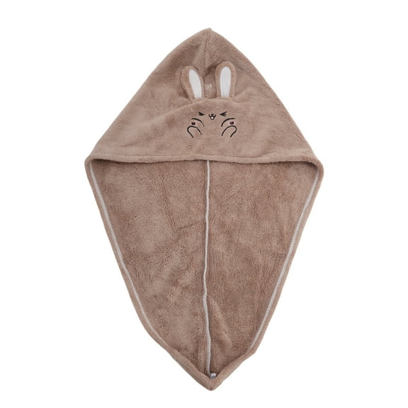 Unique Bargains 1 Pc Water-absorbent Rabbit Ears Hair Towel for Bathroom Hotel Coral Fleece Light Brown