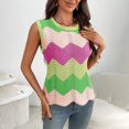 thumbnail image 2 of AherBiu Summer Vests for Women Color Blocked Crewneck Knitted Sleeveless Sweater Pullover Tops, 2 of 7