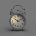 thumbnail image 4 of Reloj despertador analógico clásico vintage lindo de 3 "que no hace tictac para personas que duermen mucho con luz de fondo, reloj despertador que funciona con pilas (blanco) (hy), 4 of 5