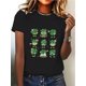 thumbnail image 1 of Camiseta estampada 100 % algodón para mujer, de manga corta y cuello redondo, ideal para uso diario y para el tiempo libre., 1 of 5