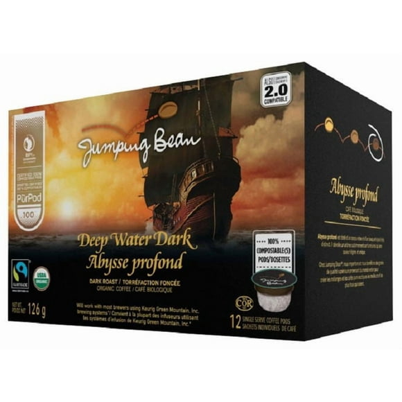 Jumping Bean Deep Water Dark Dark Roast Organic Coffee Coffee PODS