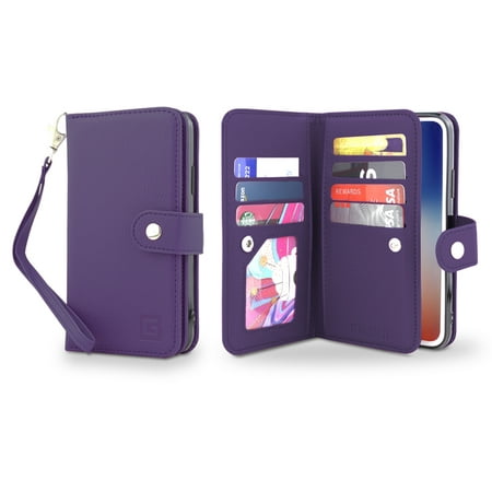 Gear Beast iPhone X Wallet Case, Flip Cover Dual Folio Case Slim Protective PU Leather Case 7 ...