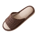 thumbnail image 2 of Xfvqtps Mens Womens Linen House Slippers Open Toe Slide Shoes Non Slip Indoor Casual Flat Comfy Couple Home Shoes, 2 of 5