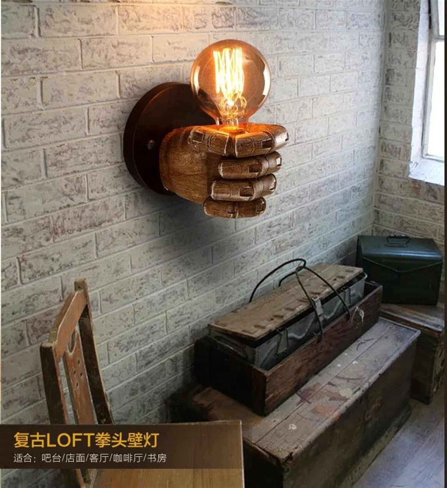 For Restaurant Study Dining Room Bar Coffee Shop Lights American Vintage Wood Hand Model Wall Lamps Loft Foyer Resin Wall Lights