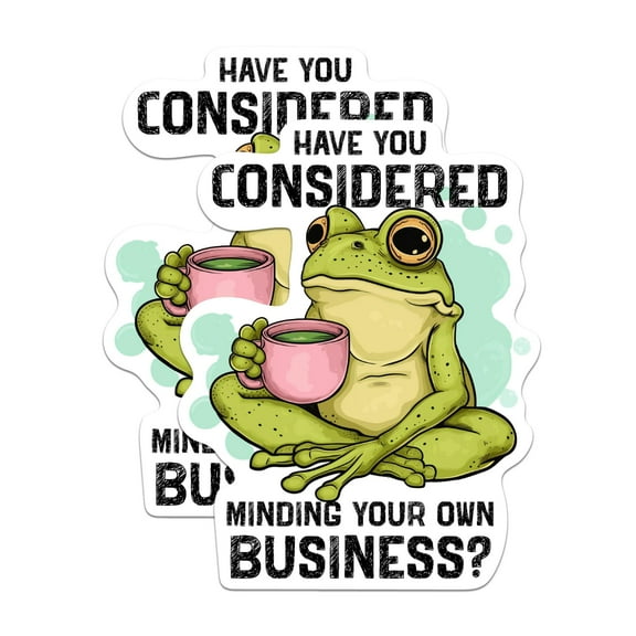 (2 Pack) Have You Considered Minding Your Own Business? Stickers - Funny Frog Nature Sassy - 5 Inches On Longest Side - Premium Vinyl - for Cars, Trucks, Skateboards, Laptops - Made in USA - BMCS0619
