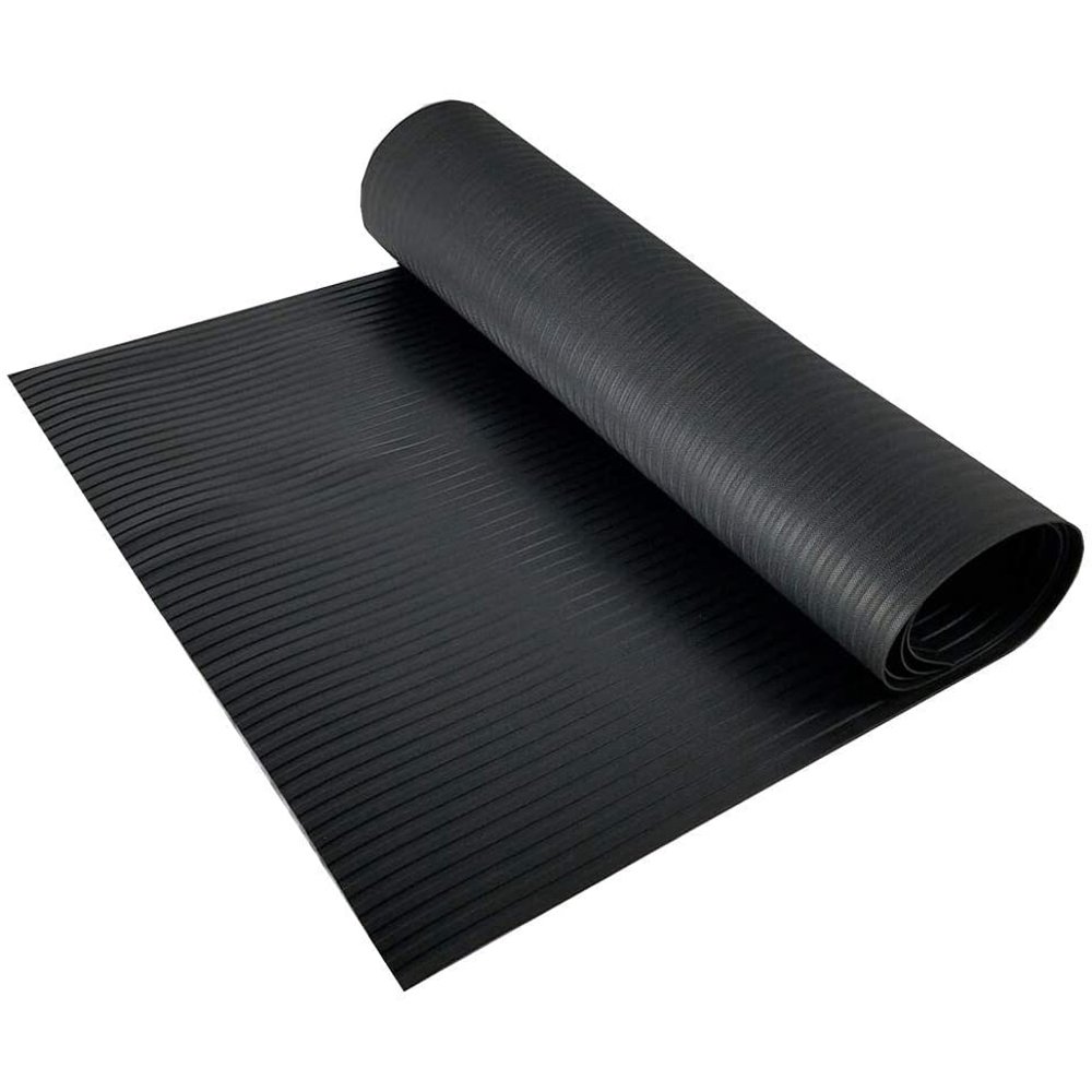 Resilia Black Plastic Floor Runner/Protector Embossed Wide Rib Pattern, (27 Inches Wide x 12