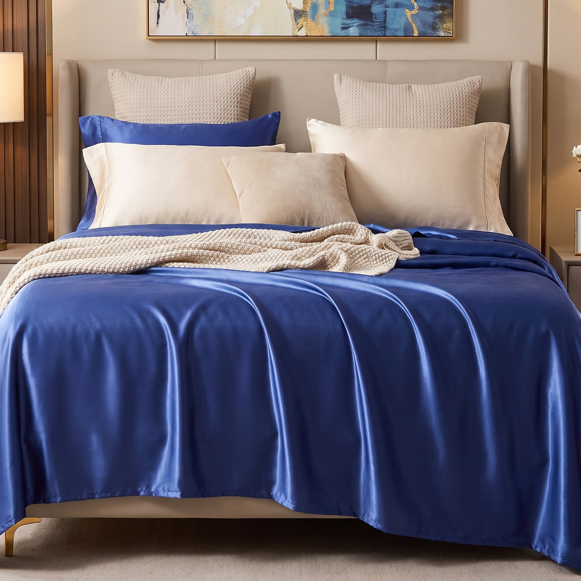 Unique Bargains Fitted Sheet Microfiber Bed Sheets Comfortable for All Seasons 60.2"x79.9" Royal Blue