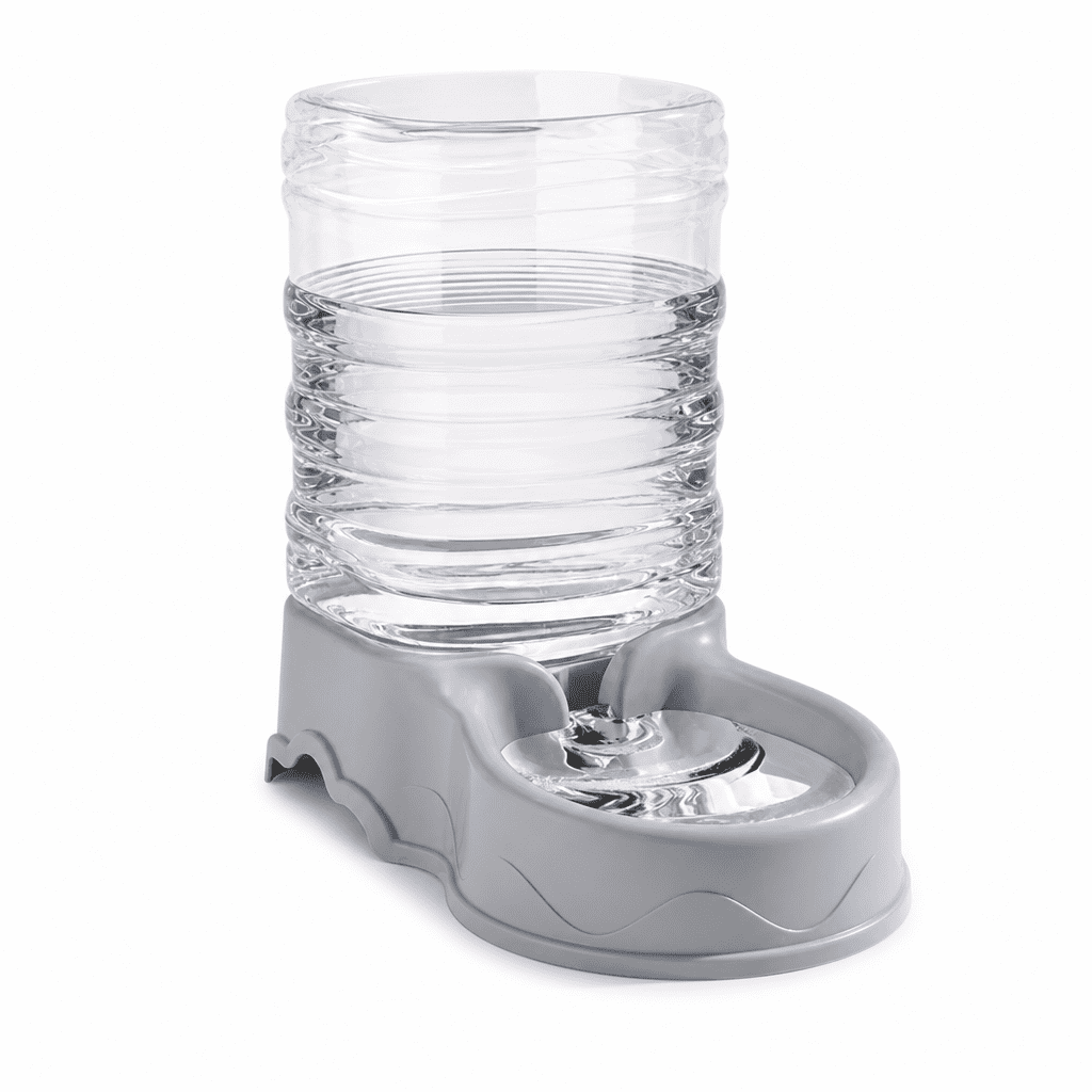 Automatic Dog Pet Water Dispenser, 1 Gallon Large Capacity Gravity Waterer for Cats and Dogs, Self-Dispensing Bowl Gray