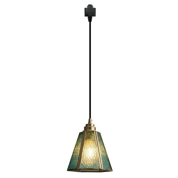 Kiven H-Type Track Lighting Pendants,Antiqued h Track Pendant Lights with Glass Lampshade,Decorative Track Lighting Fixture for Hallway Restaurant Kitchen Island(1-Light)