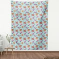 thumbnail image 4 of Floral Upholstery Fabric by the Yard, Abstract Hand-drawn Style Silhouettes of Pink and Orange Flowering Plants on Blue, Decorative Fabric for DIY and Home Accents, Multicolor by Ambesonne, 4 of 5