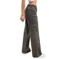 thumbnail image 4 of Faithtur Women Cargo Pants, Zipper Button Closure Casual Street Solid Loose Trousers with Pockets, 4 of 6